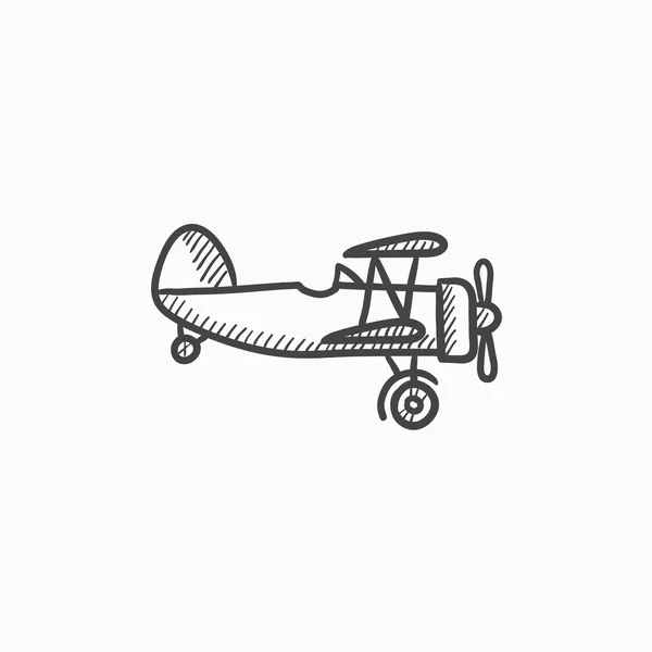 Propeller Flugzeug Skizzensymbol. — Stockvektor