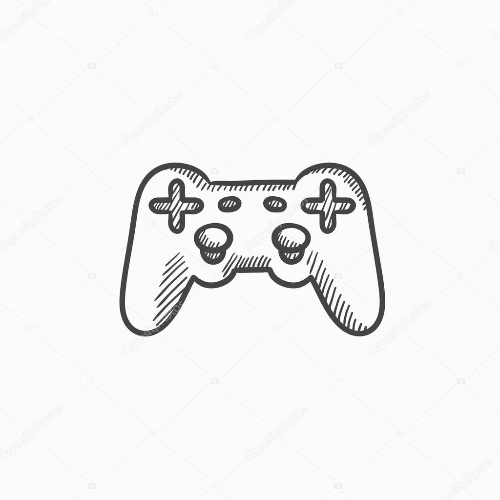 Ícone de esboço desenhado de mão do console de jogos. console