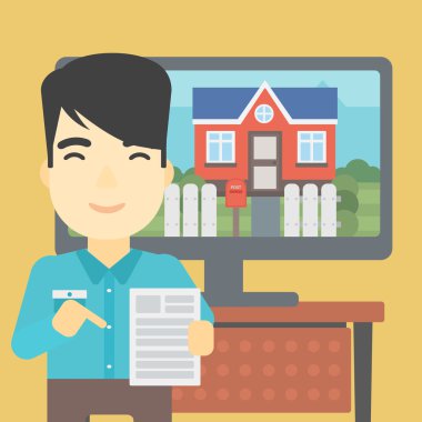 Real estate agent offering house. clipart