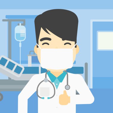Vektör çizim başparmak veren doktor.