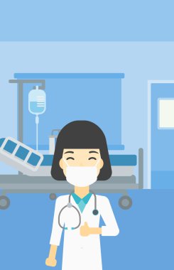 Vektör çizim başparmak veren doktor.