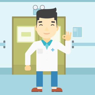 Doktor gösteren ok işareti illüstrasyon vektör.