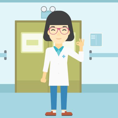 Doktor gösteren ok işareti illüstrasyon vektör.