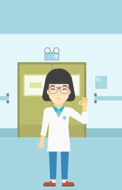 Doktor gösteren ok işareti illüstrasyon vektör.