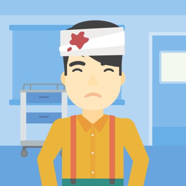 Man with injured head vector illustration. clipart