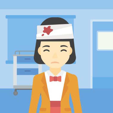 Kadınla baş vektör çizim yaralı.