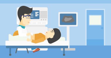 Ultrason muayenesi sırasında hasta.