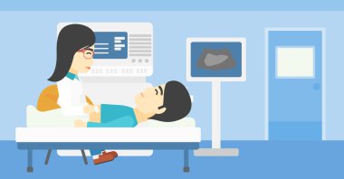 Ultrason muayenesi sırasında hasta.