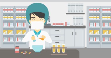 Eczacı ilaç hazırlıyor.