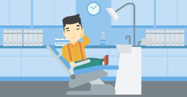 Adam diş sandalye vektör çizim içinde acı.