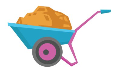 Wheelbarrow full of sand vector illustration.
