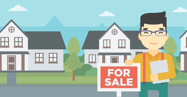 Real estate agent offering house. — Stock Vector