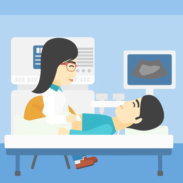 Patient during ultrasound examination. — Stock Vector