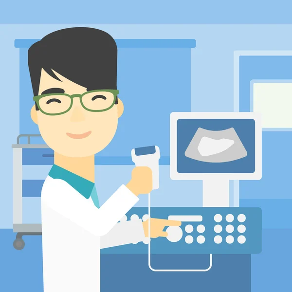 Male ultrasound doctor vector illustration.