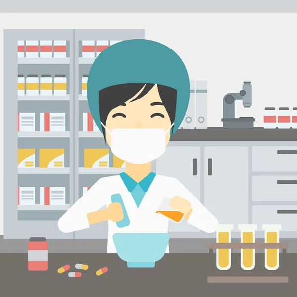 Farmacêutico preparando medicação . — Vetor de Stock