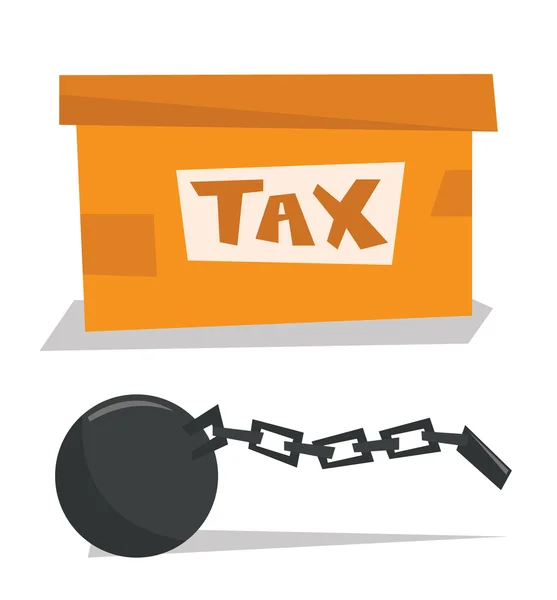 Box for taxes and chain with ball. — Stock Vector
