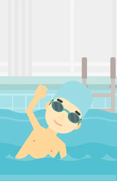 Hombre nadando en piscina vector ilustración . — Vector de stock