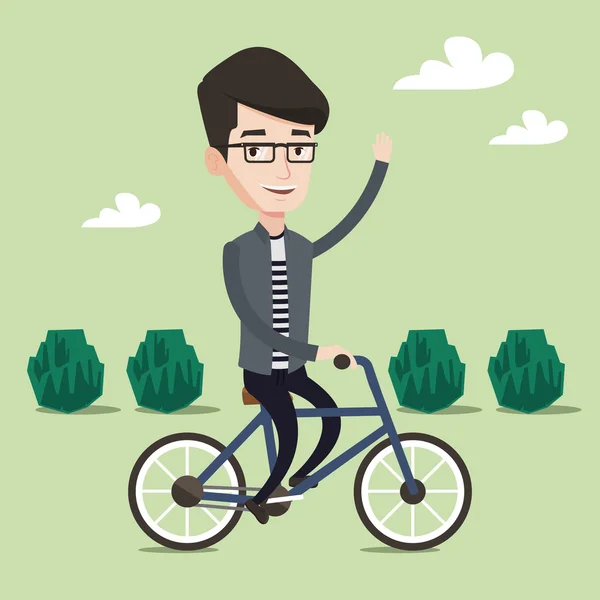 Homem montando bicicleta vetor ilustração . — Vetor de Stock