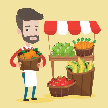 Sokak satıcı meyve ve sebze ile.