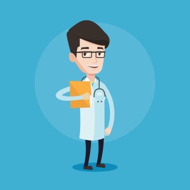 Doktor tıbbi ofis dosyası ile.