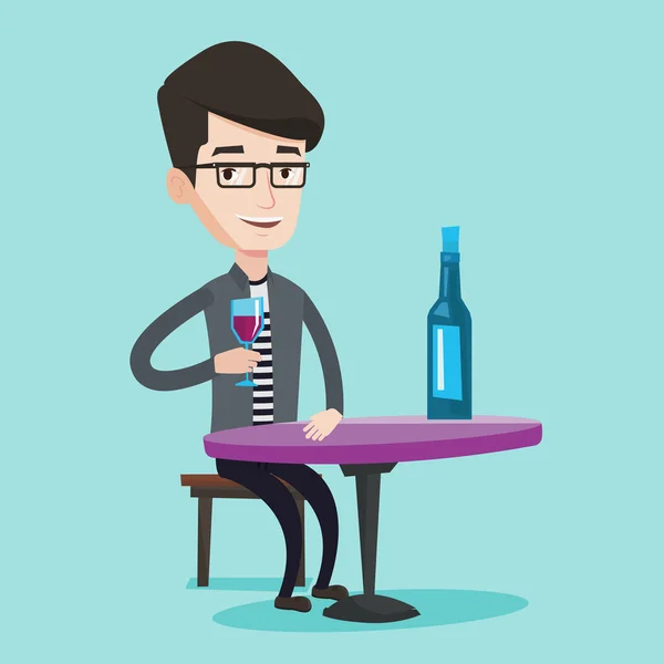 Hombre bebiendo vino en el restaurante . — Vector de stock