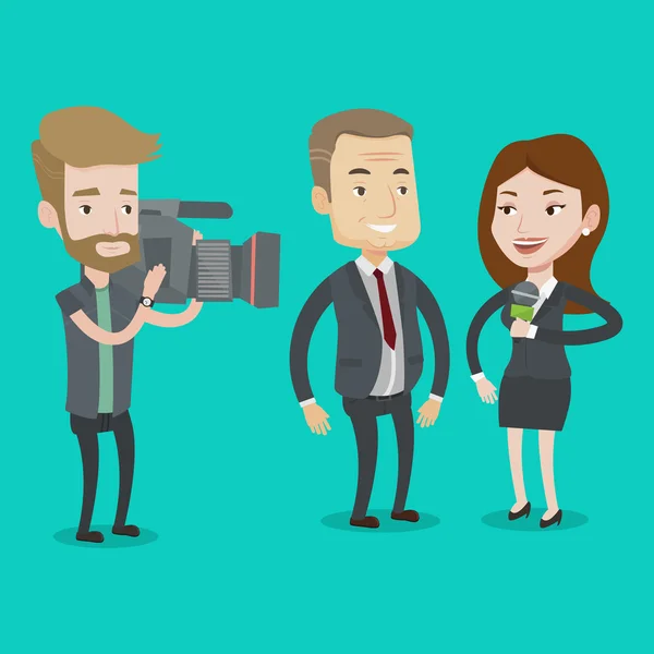 TV interview vectorillustratie. — Stockvector