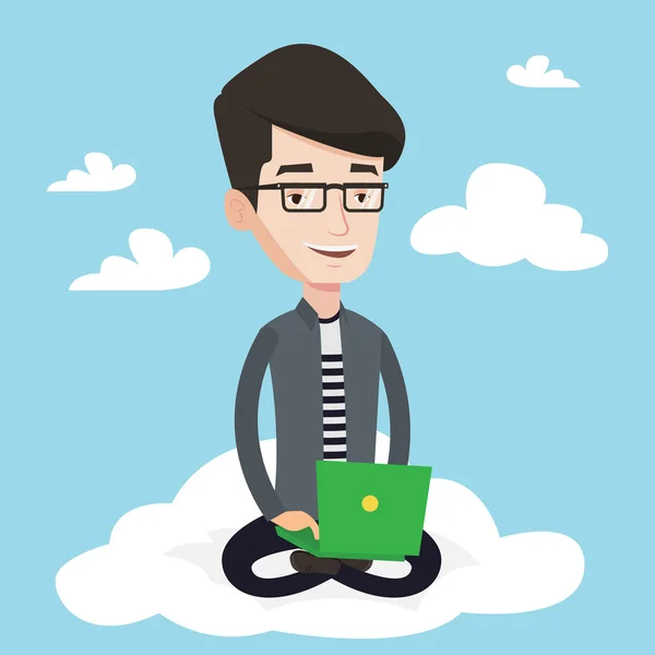 Man met cloud computing-technologie. — Stockvector