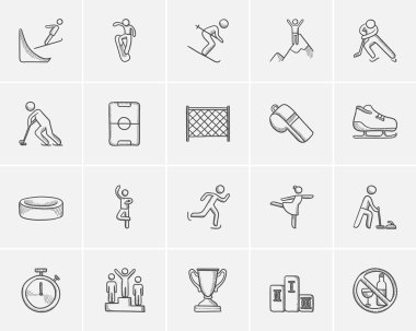 Winter sport sketch icon set.