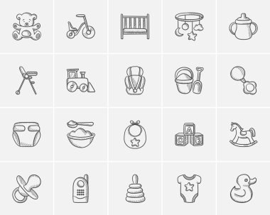 Çocuk çizim simgesi seti.