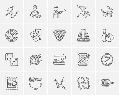 Hobby sketch icon set. clipart