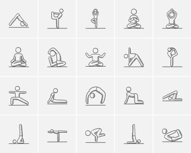 Yoga kroki Icon Set.