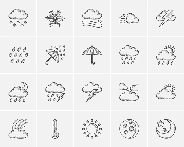 Symbolset für Wetterskizze. — Stockvektor