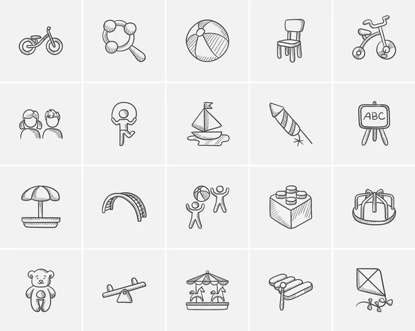 Kinderen sketch icon set. — Stockvector