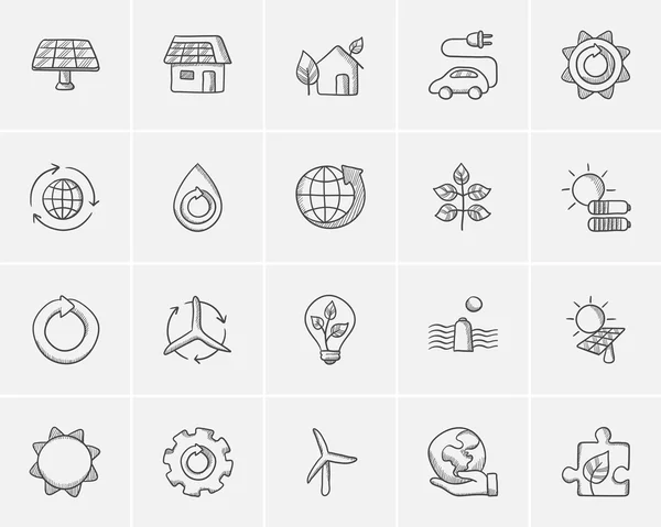 Ecology sketch icon set.