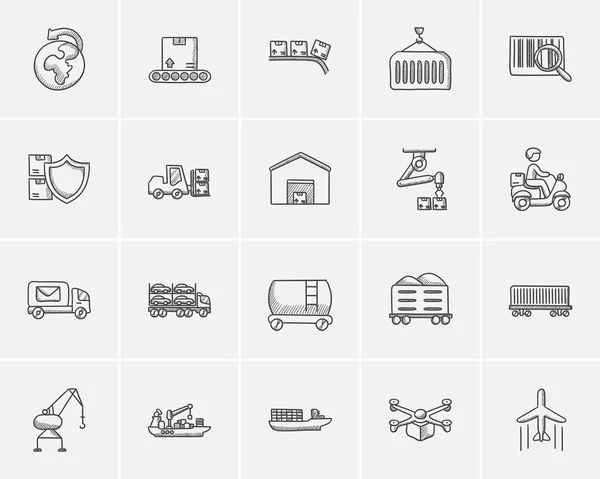 Industrie schets icon set. — Stockvector