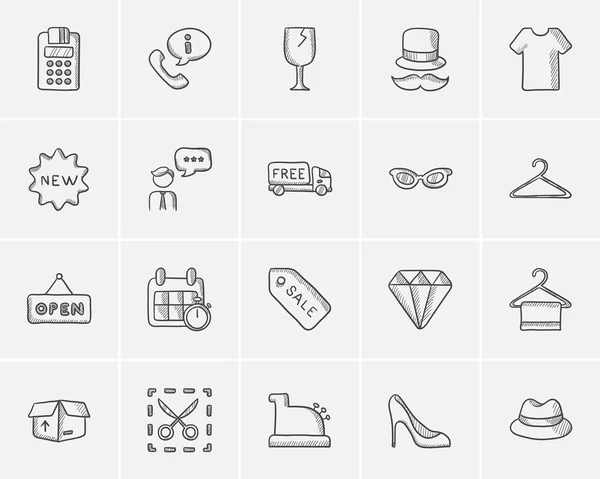 Shopping-Skizze Icon Set. — Stockvektor