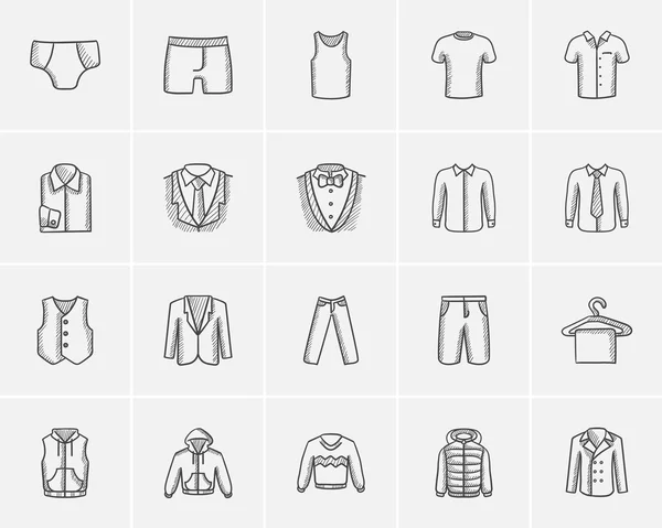 Clothes for men sketch icon set. — Stock Vector