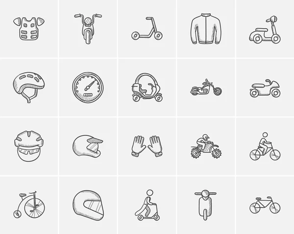 Conjunto de iconos de boceto de transporte . — Vector de stock