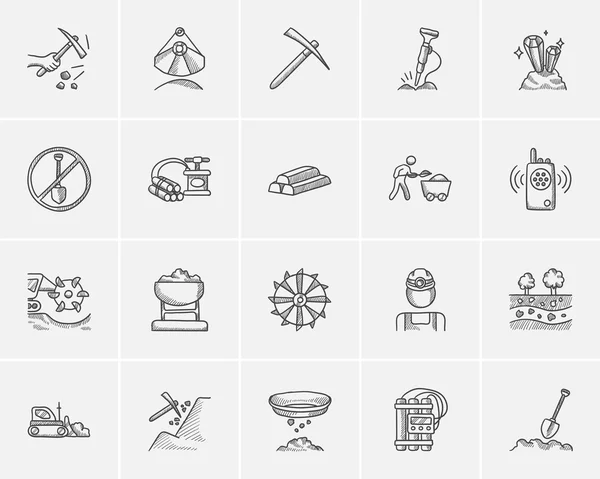 Ensemble d'icônes de croquis industrie minière . — Image vectorielle