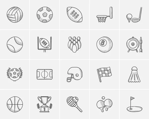 Juego de iconos de sketch deportivo . — Vector de stock