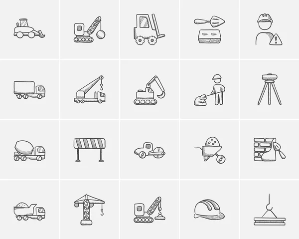 Bauskizze Icon Set. — Stockvektor