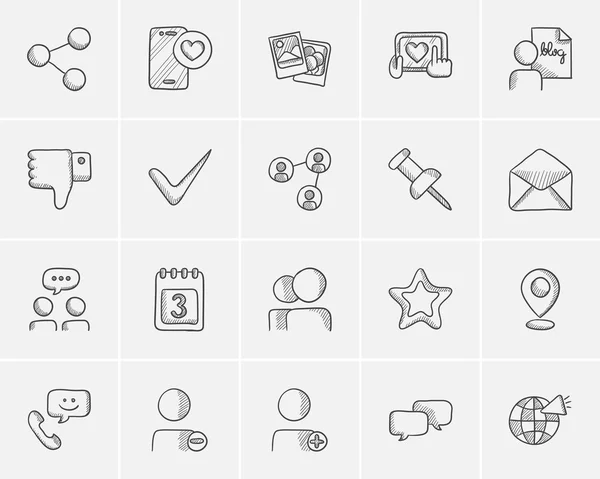 Medien skizzieren Icon Set. — Stockvektor