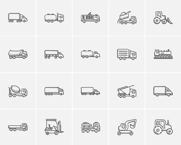 Conjunto de iconos de boceto de transporte . — Archivo Imágenes Vectoriales