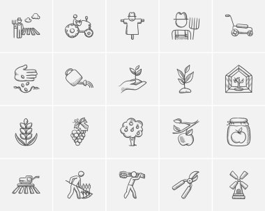 Agriculture sketch icon set.