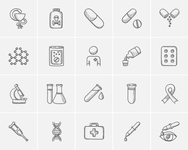 Tıp kroki Icon set.