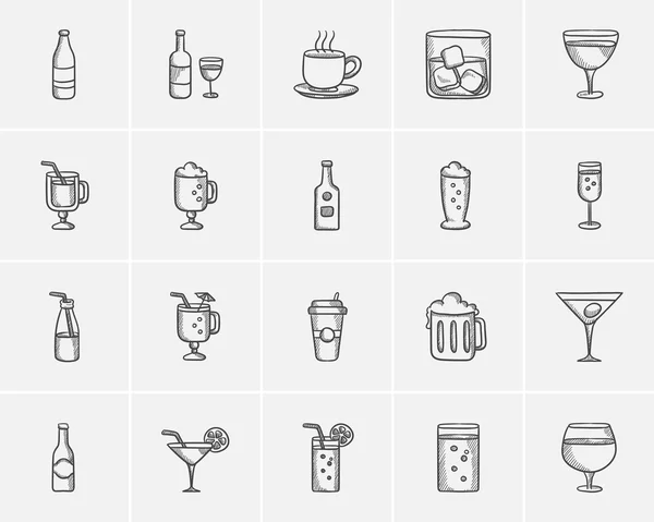 Conjunto de ícones de esboço de bebidas . —  Vetores de Stock