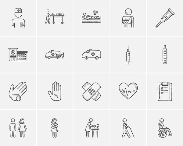Set di icone per schizzi medici . — Vettoriale Stock