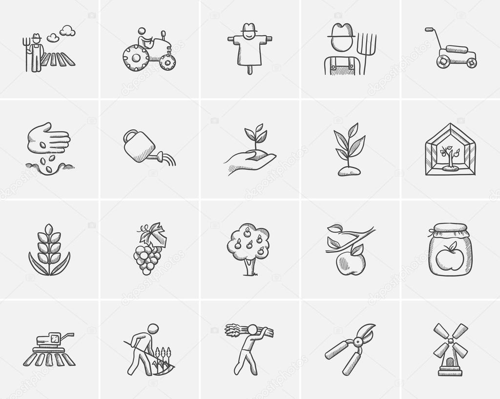 Agriculture sketch icon set. Stock Vector by ©VisualGeneration 121600762, image size:1024x818