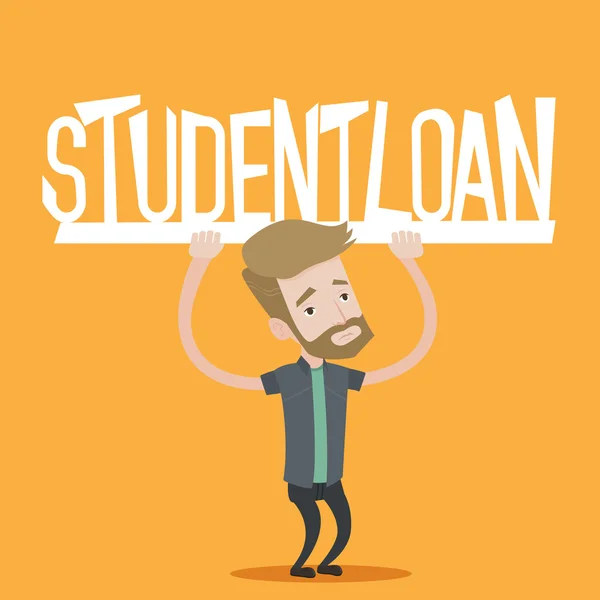 Student teken van student lening bedrijf. — Stockvector