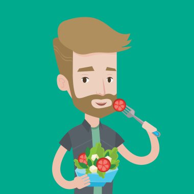 Adam yeme sağlıklı sebze salatası.